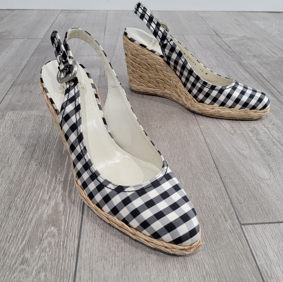Stuart Weitzman Gosling gingham wedge 6.5M